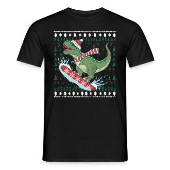 Dinosaurier Trex T-Rex Christmas Weihnachten Xmas - Männer T-Shirt - Schwarz - Vorne - AI Model Male 178 light (178cm)
