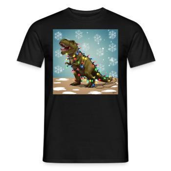 Dinosaurier Trex T-Rex Christmas Weihnachten Xmas - Männer T-Shirt - Schwarz - Vorne - AI Model Male 178 light (178cm)