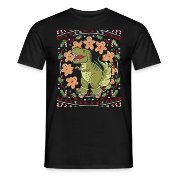 Dinosaurier Trex T-Rex Christmas Weihnachten Xmas - Männer T-Shirt - Schwarz - Vorne - AI Model Male 178 light (178cm)