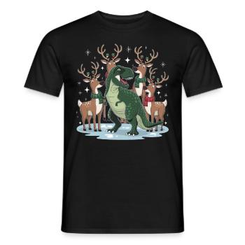 Dinosaurier Trex T-Rex Christmas Weihnachten Xmas - Männer T-Shirt - Schwarz - Vorne - AI Model Male 178 light (178cm)