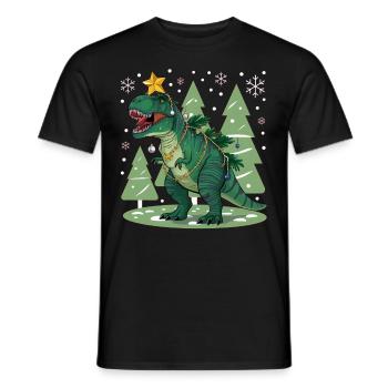 Dinosaurier Trex T-Rex Christmas Weihnachten Xmas - Männer T-Shirt - Schwarz - Vorne - AI Model Male 178 light (178cm)