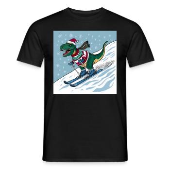 Dinosaurier Trex T-Rex Christmas Weihnachten Xmas - Männer T-Shirt - Schwarz - Vorne - AI Model Male 178 light (178cm)
