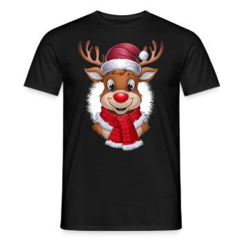 Reindeer Deer Xmas Reindeer Christmas Christmas - Men's T-Shirt - black - Front - AI Model Male 178 light (178cm)