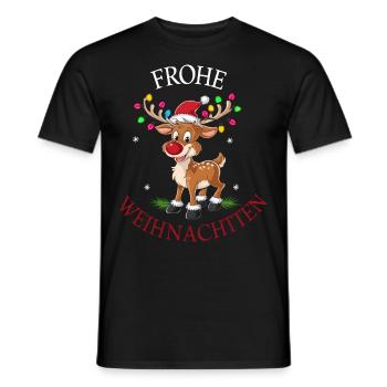 Rentier Reh Xmas Reindeer Christmas Weihnachten - Männer T-Shirt - Schwarz - Vorne - AI Model Male 178 light (178cm)