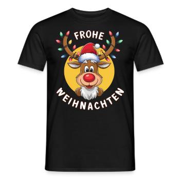 Reindeer Deer Xmas Reindeer Christmas Christmas - Men's T-Shirt - black - Front - AI Model Male 178 light (178cm)