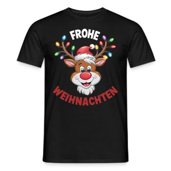 Reindeer Deer Xmas Reindeer Christmas Christmas - Men's T-Shirt - black - Front - AI Model Male 178 light (178cm)