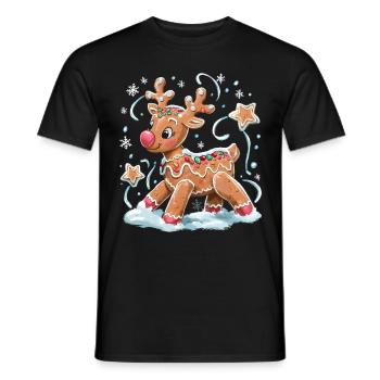 Rentier Reh Xmas Reindeer Christmas Weihnachten - Männer T-Shirt - Schwarz - Vorne - AI Model Male 178 light (178cm)
