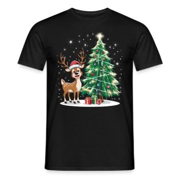 Rentier Reh Xmas Reindeer Christmas Weihnachten - Männer T-Shirt - Schwarz - Vorne - AI Model Male 178 light (178cm)