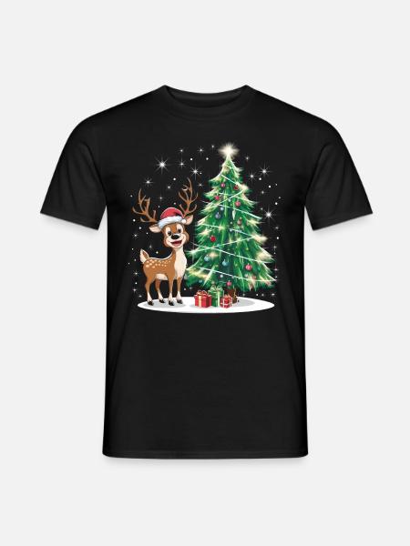 Rentier Reh Xmas Reindeer Christmas Weihnachten - Mænd T-shirt - sort
