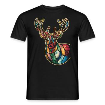 Reindeer Deer Xmas Reindeer Christmas Christmas - Men's T-Shirt - black - Front - AI Model Male 178 light (178cm)