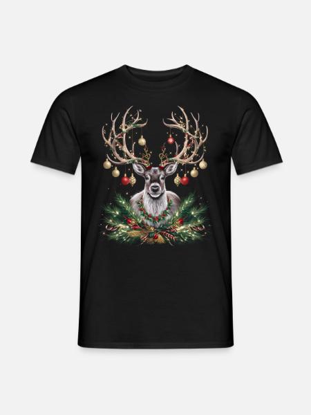 Rentier Reh Xmas Reindeer Christmas Weihnachten - Mænd T-shirt - sort