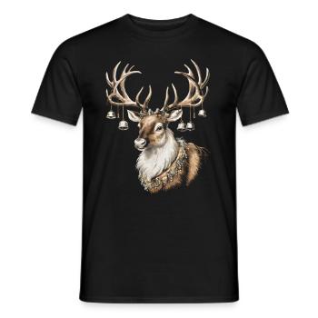 Rentier Reh Xmas Reindeer Christmas Weihnachten - Männer T-Shirt - Schwarz - Vorne - AI Model Male 178 light (178cm)