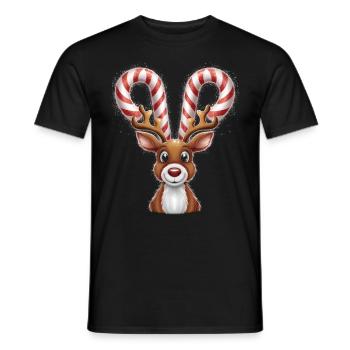 Reindeer Deer Xmas Reindeer Christmas Christmas - Men's T-Shirt - black - Front - AI Model Male 178 light (178cm)