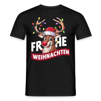 Renne Cerf Noël Renne Noël - T-shirt homme - noir - Devant - AI Model Male 178 light (178cm)