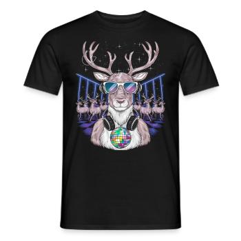 Reindeer Deer Xmas Reindeer Christmas Christmas - Men's T-Shirt - black - Front - AI Model Male 178 light (178cm)