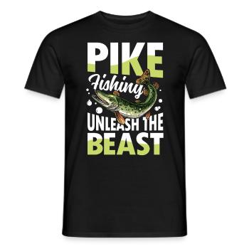 Pike Fishing Unleash the Beast für eine Anglerin - Männer T-Shirt - Schwarz - Vorne - AI Model Male 178 light (178cm)