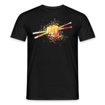 Tambours Tambours Baguette Batteur Musique Groupe Rock - T-shirt homme - noir - Devant - AI Model Male 178 light (178cm)