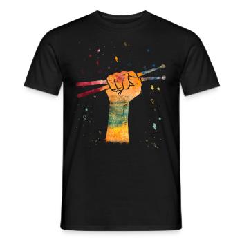 Tambours Tambours Baguette Batteur Musique Groupe Rock - T-shirt homme - noir - Devant - AI Model Male 178 light (178cm)