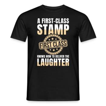 Lustige Briefmarken Briefmarkensammlung Humor - Männer T-Shirt - Schwarz - Vorne - AI Model Male 178 light (178cm)