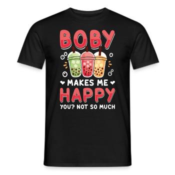 Bubble Tea Boba BubbleTea Kawaii Japan Tea Kpop - Men's T-Shirt - black - Front - AI Model Male 178 light (178cm)