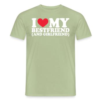 Petite amie Petite amie Relation Couple Amour Couple - T-shirt homme - vert sauge - Devant - AI Model Male 178 light (178cm)