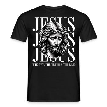Jesus - Believe: Strong faith design - Men's T-Shirt - black - Front - AI Model Male 178 light (178cm)