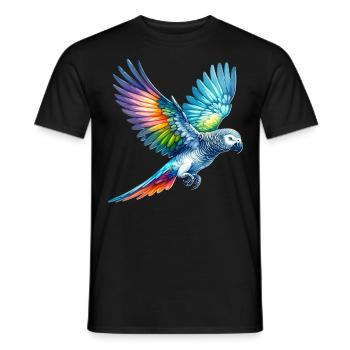 Cadeau perroquet gris d’Afrique - T-shirt homme - noir - Devant - AI Model Male 178 light (178cm)