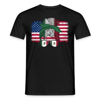 Mexiko Mexico Mexikaner Geschenk Flagge Fußball - Männer T-Shirt - Schwarz - Vorne - AI Model Male 178 light (178cm)