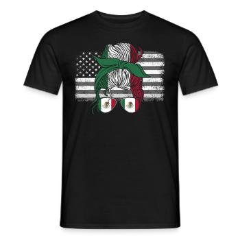 Mexiko Mexico Mexikaner Geschenk Flagge Fußball - Männer T-Shirt - Schwarz - Vorne - AI Model Male 178 light (178cm)