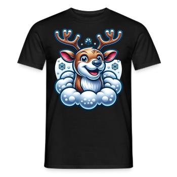 Reindeer Snow - Men's T-Shirt - black - Front - AI Model Male 178 light (178cm)