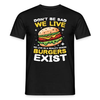 Hamburger Burger Classic American Dishes - Men's T-Shirt - black - Front - AI Model Male 178 light (178cm)