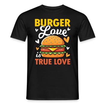 Burger Love is True Love für einen Burger Esser - Männer T-Shirt - Schwarz - Vorne - AI Model Male 178 light (178cm)