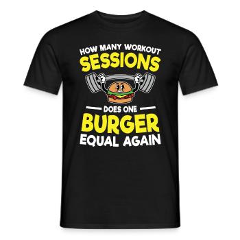 How Many Workout Sessions Does One Burger - Männer T-Shirt - Schwarz - Vorne - AI Model Male 178 light (178cm)