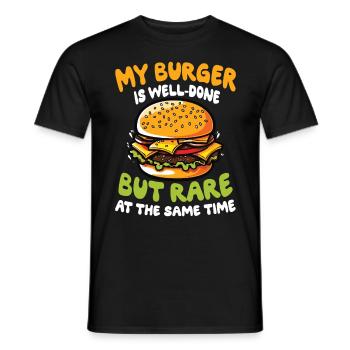 My Burger is Well-Done für einen Burger Esser - Männer T-Shirt - Schwarz - Vorne - AI Model Male 178 light (178cm)