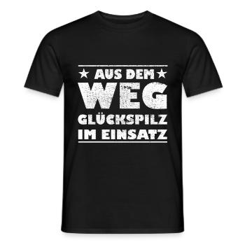Out of the Way Lucky Guy in Action Design - Men's T-Shirt - black - Front - AI Model Male 178 light (178cm)