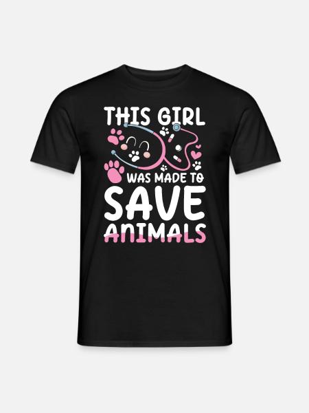 This Girl Was Made To Save Animals - Männer T-Shirt - Schwarz