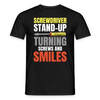 Screwdriver Stand-Up Turning Screws für einen - Männer T-Shirt - Schwarz - Vorne - AI Model Male 178 light (178cm)