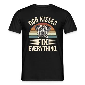 Dog Kisses Fix Everything für einen Hundbesitzer - Männer T-Shirt - Schwarz - Vorne - AI Model Male 178 light (178cm)