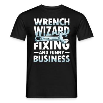 Wrench Wizard Fixing and Funny Business - Männer T-Shirt - Schwarz - Vorne - AI Model Male 178 light (178cm)