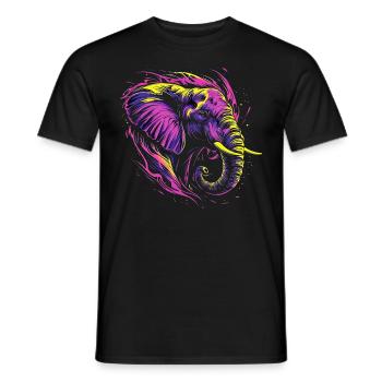 Éléphant Afrique Safari Nature sauvage Néon coloré - T-shirt homme - noir - Devant - AI Model Male 178 light (178cm)