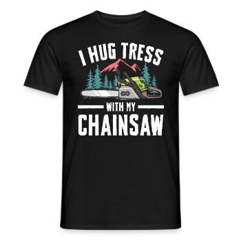 I Hug Trees With My Chainsaw - Männer T-Shirt - Schwarz - Vorne - AI Model Male 178 light (178cm)