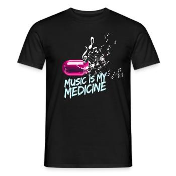 Musik ist meine Medizin für Musikliebhaber - Männer T-Shirt - Schwarz - Vorne - AI Model Male 178 light (178cm)