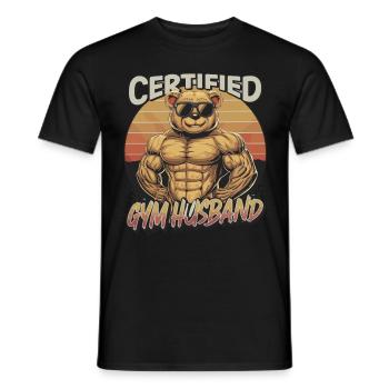 Zertifizierter Fitnessstudio-Ehemann Bär Workout - Männer T-Shirt - Schwarz - Vorne - AI Model Male 178 light (178cm)
