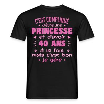 Woman Princess Birthday 40 Years - Men's T-Shirt - black - Front - AI Model Male 178 light (178cm)