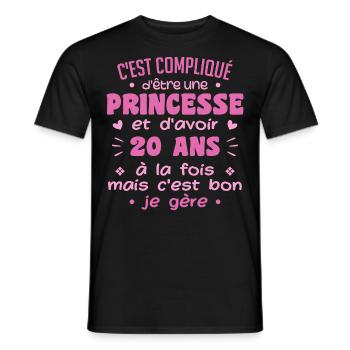 Woman Princess Birthday 20 Years - Men's T-Shirt - black - Front - AI Model Male 178 light (178cm)