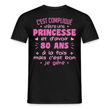 Woman Princess Birthday 80 Years - Men's T-Shirt - black - Front - AI Model Male 178 light (178cm)