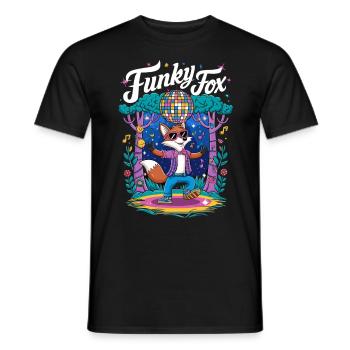 Funky Disco Fox Retro-Groove-Tanz für einen Disco - Männer T-Shirt - Schwarz - Vorne - AI Model Male 178 light (178cm)
