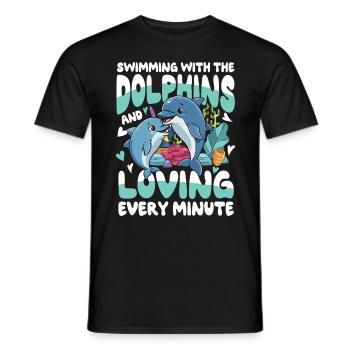 Swimming With The Dolphins - Männer T-Shirt - Schwarz - Vorne - AI Model Male 178 light (178cm)