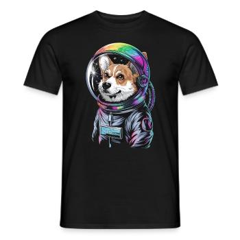Astronaut Corgi Hund Abenteuer Spaß - Männer T-Shirt - Schwarz - Vorne - AI Model Male 178 light (178cm)
