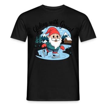 Gliding With Grace ISkating Dwarf Art - Männer T-Shirt - Schwarz - Vorne - AI Model Male 178 light (178cm)